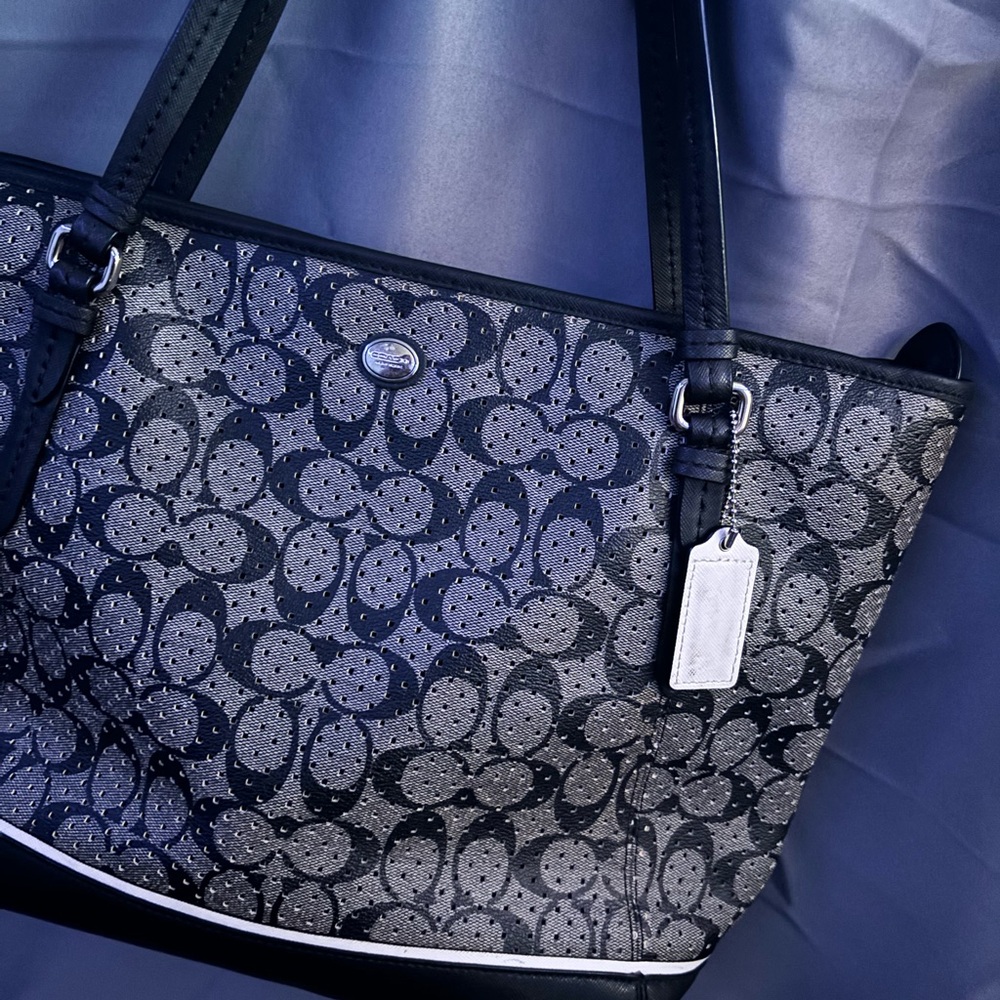Coach Black and Gray Signature Tote Bag